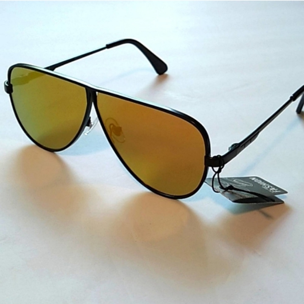 Mirror Polorized UV400 Tented Aviator Sunglasses In Yellow/Orange Only - Picture 2 of 6